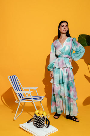 Tie Dye Ruffles Dress
