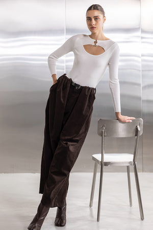 Folded waist winter pants