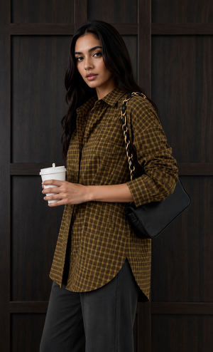 Plaid Side Wrap Shirt