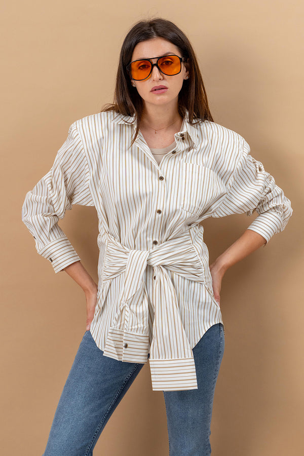 Wrap waist Stripe Shirt