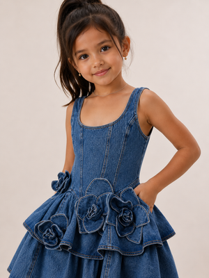 3D denim dress