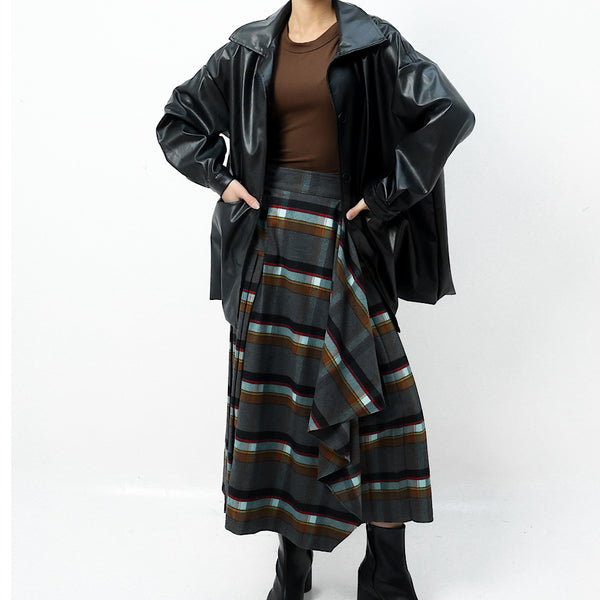 Charcoal Plaid Skirt