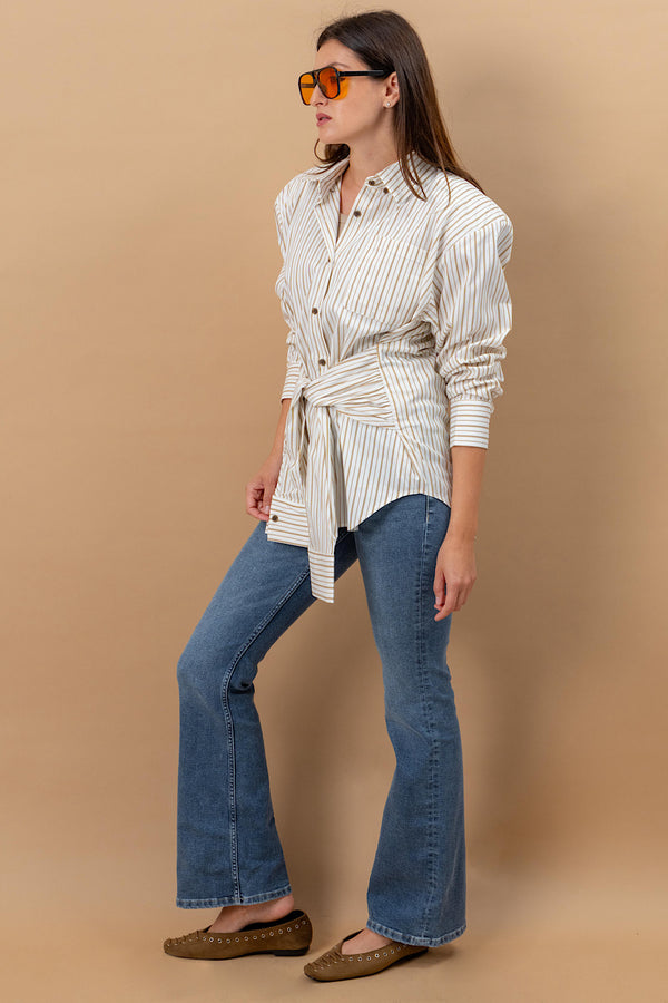 Wrap waist Stripe Shirt