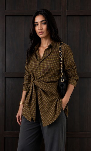Plaid Side Wrap Shirt