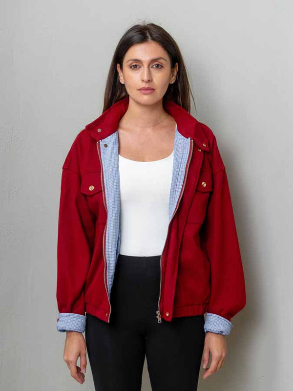 Plaid Red Bomber