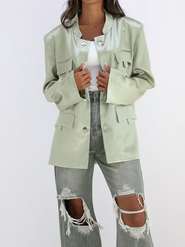 Green satin Jacket