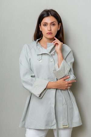 Plaid Sleeves Trench