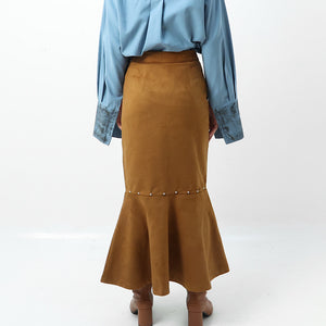 Camel Suede Skirt