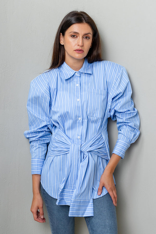 Wrap waist Stripe Shirt