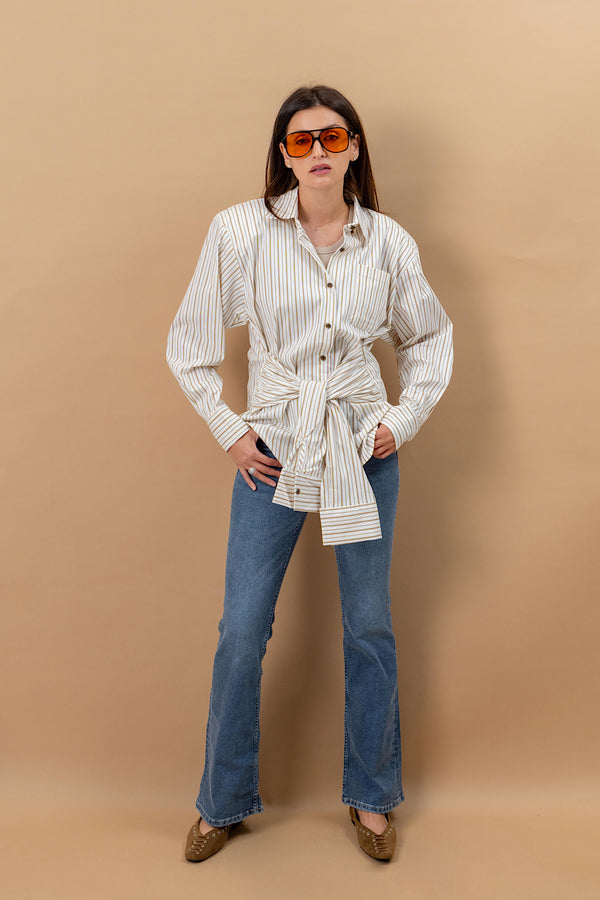 Wrap waist Stripe Shirt