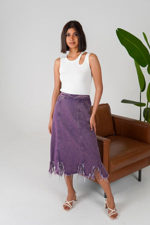 Denim Ripped Skirt