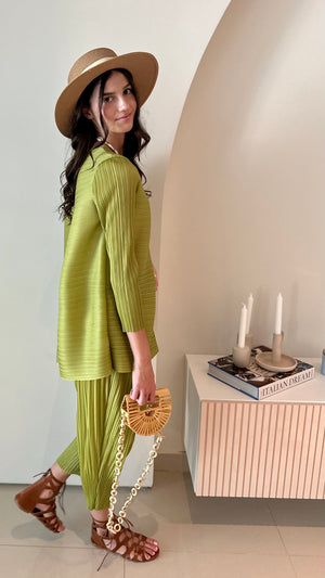 Green Pleated Set
