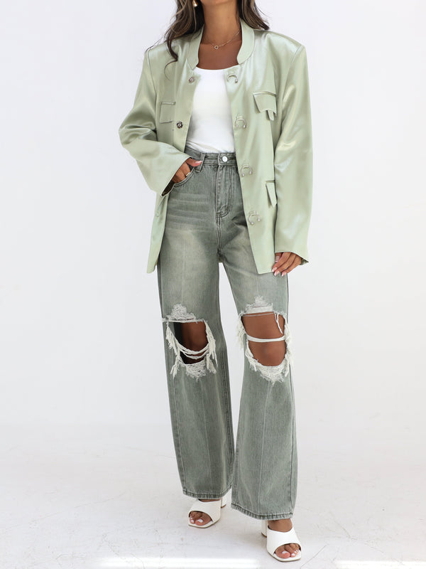 Green satin Jacket
