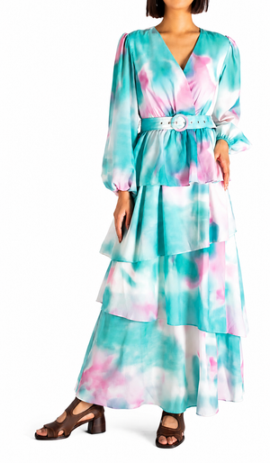 Tie Dye Ruffles Dress